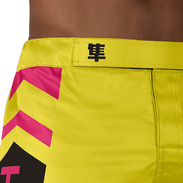 Hayabusa MMA Shorts Icon Long - Yellow/Blue/Pink