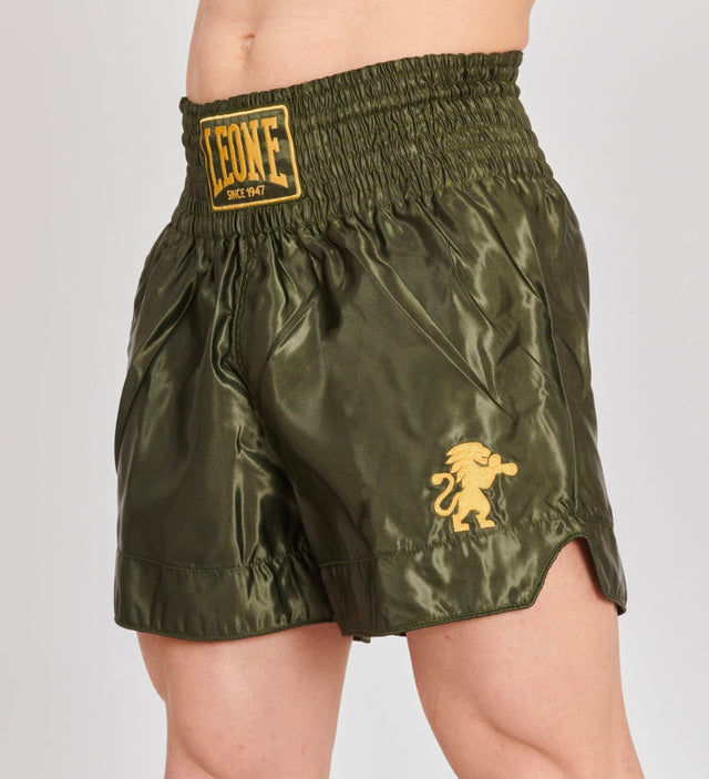 Leone Kickboxing shorts Basic – Khaki Green/Gold – Shorts