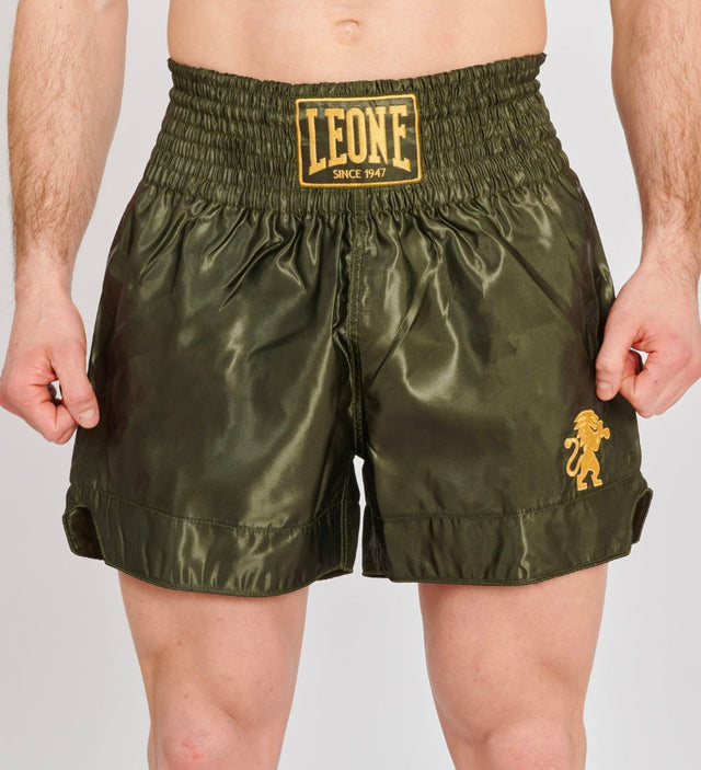 Leone Kickboxing shorts Basic – Khaki Green/Gold – Shorts
