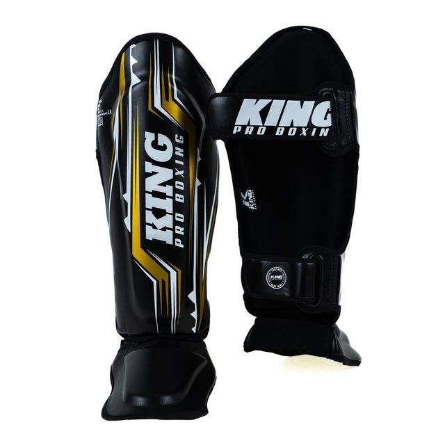 King Pro Boxing Kickboxing Shin Guards Spartan - Black/Yellow