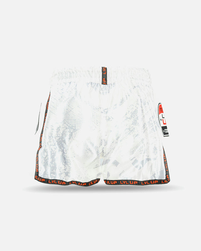 LVL UP Muay Thai Shorts TKO – White