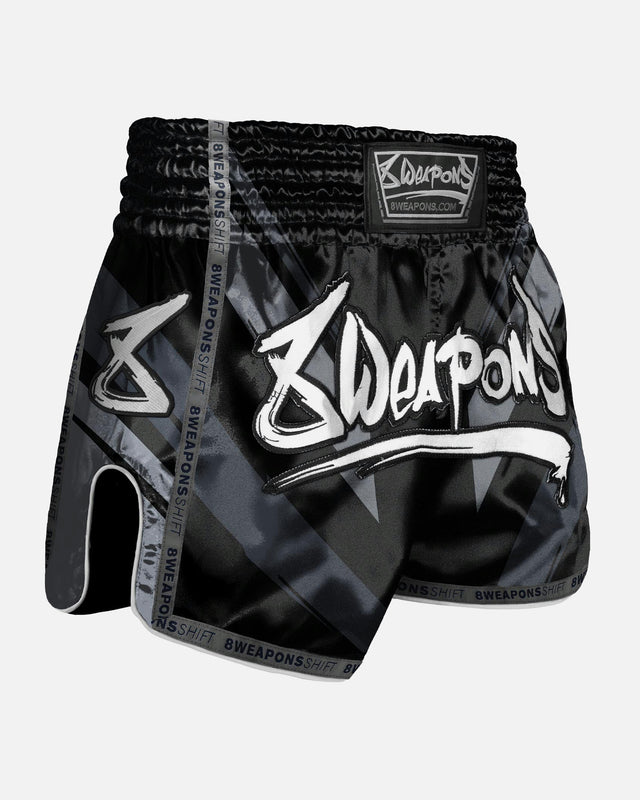 8 WEAPONS Muay Thai Shorts Shift – Black Mat