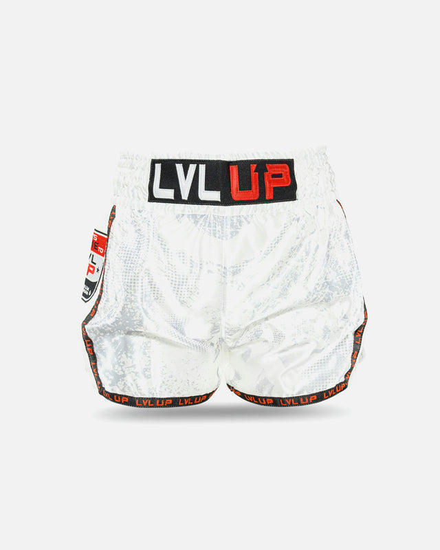 LVL UP Muay Thai Shorts TKO – White
