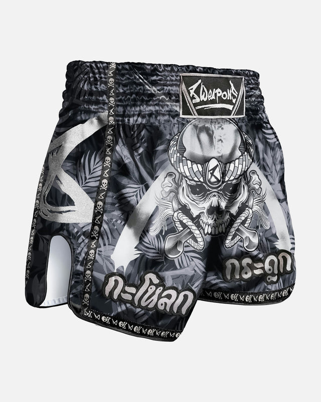 8 WEAPONS Muay Thai Shorts Bone Island – Black
