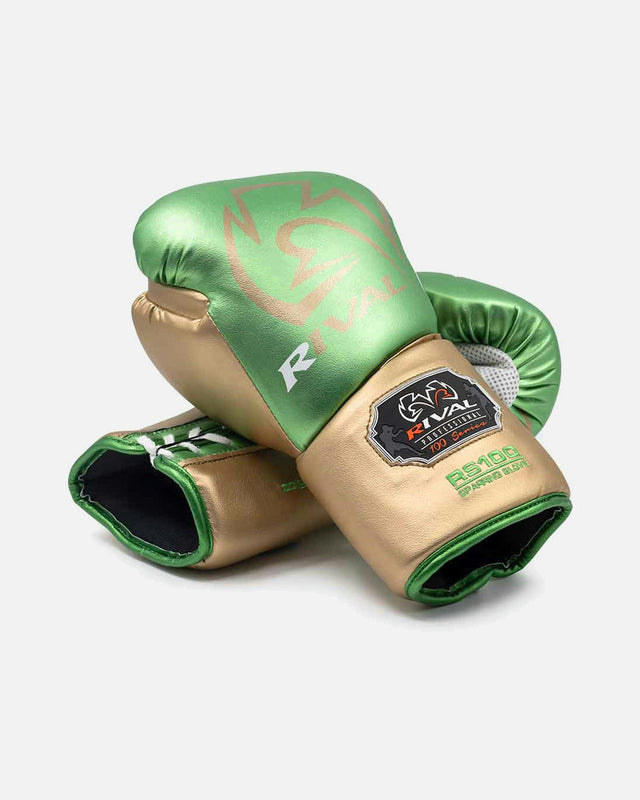 Rival Bokshandschoenen RS100 Pro Sparring - Groen/Goud