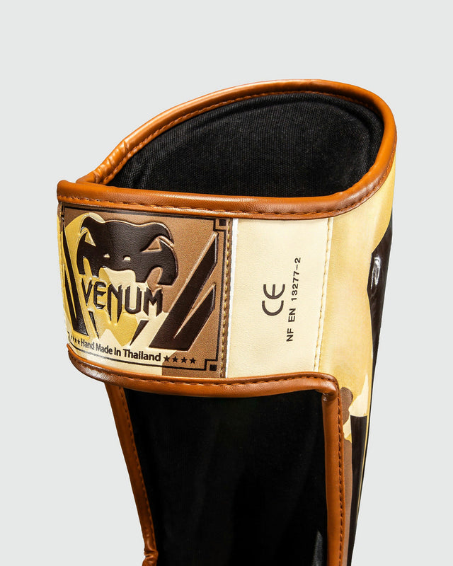 Venum Elite Shin Guards - Beige/Brown