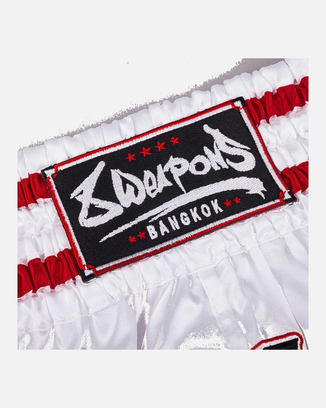 8 WEAPONS Muay Thai Shorts Bangkok – White/Black