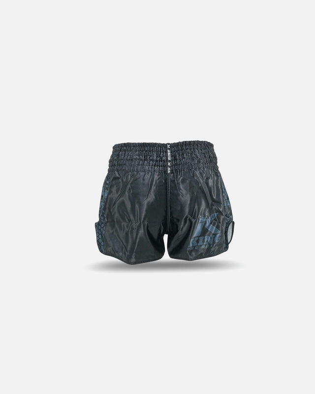 King Pro Boxing Muay Thai Shorts Hexagon 1 Kids – Black