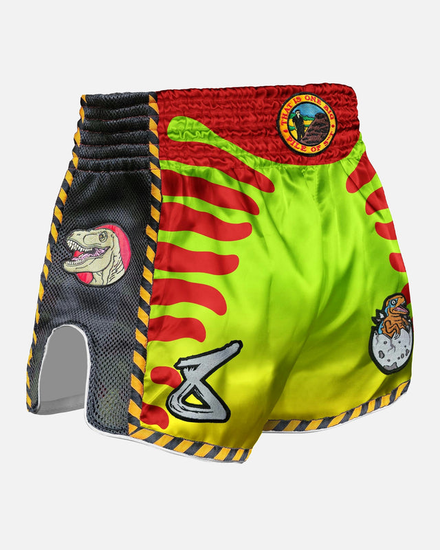 8 WEAPONS Muay Thai Shorts Jurassic – Neon Green/Blood Red