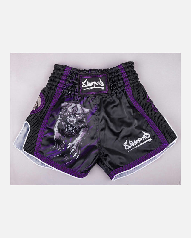 8 WEAPONS Muay Thai Shorts Beastial Panther – Black/Purple