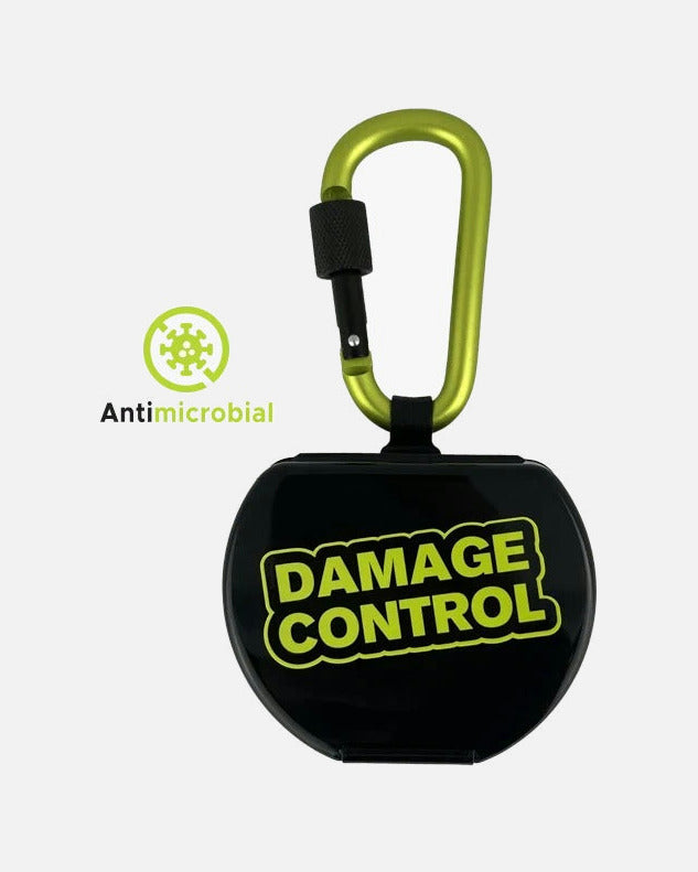 Astuccio Paradenti Damage Control con Moschettone – Nero/Verde