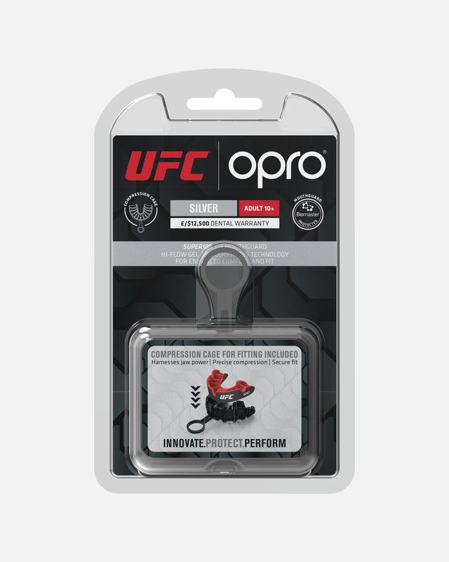 OPRO Mouthguard Silver – Black/Red