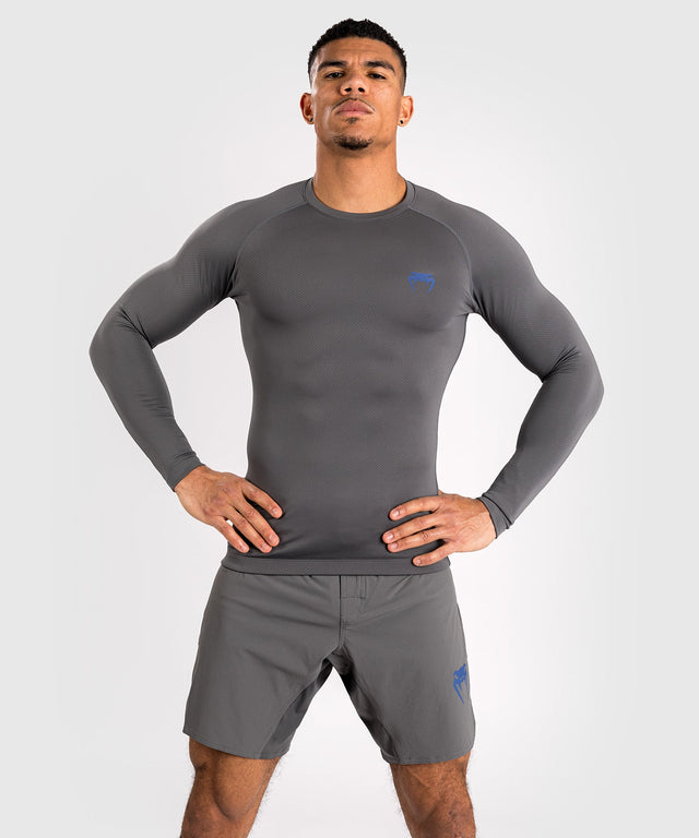 Venum Rashguard Contender Long Sleeves – Grey/Blue – Rashguard