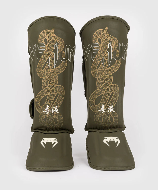 Venum Kickboxing Shin Guards Serpenti - Khaki Green