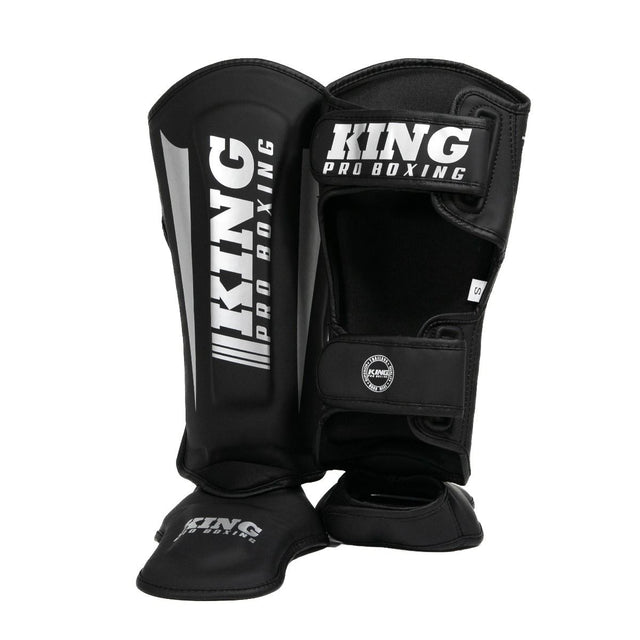 King Pro Boxing Kickboxing Shin Guards Revo - Black/Silver