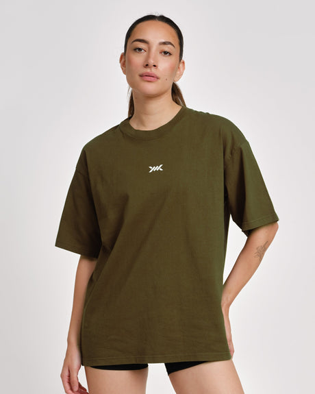 Caged T-Shirt 'CBU' – Khaki Grün Damen