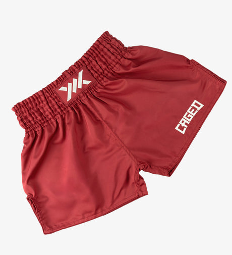 Muay Thai trenky Caged Classic – Červená/Bílá dámské