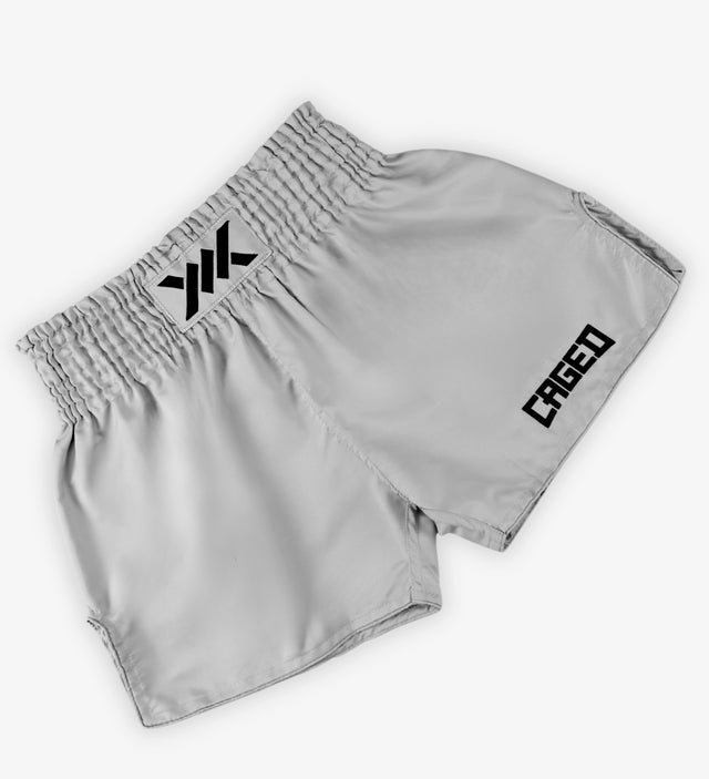 Caged Muay-Thai-Shorts Classic – Hellgrau/Schwarz Damen