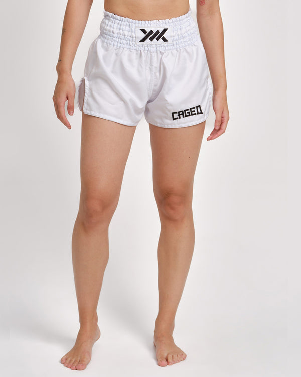 Caged Classic Muay Thai Shorts - White