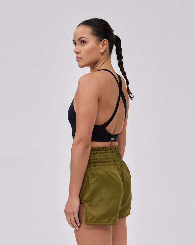 Shorts de Muay Thai Caged Classic – Kaki/Noir femme