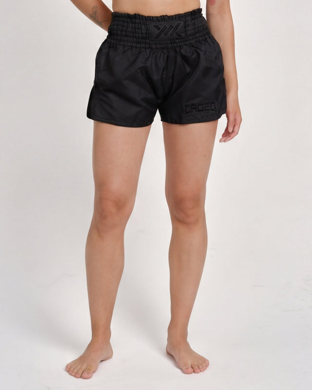 Caged Classic Muay Thai Shorts - Zwart/Zwart