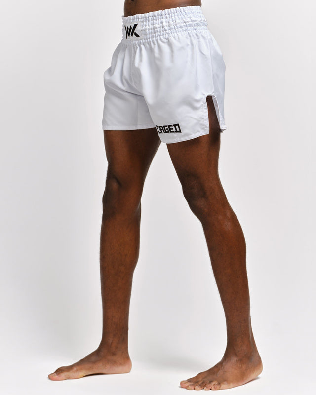 Caged Muay Thai Shorts Classic - White/Black