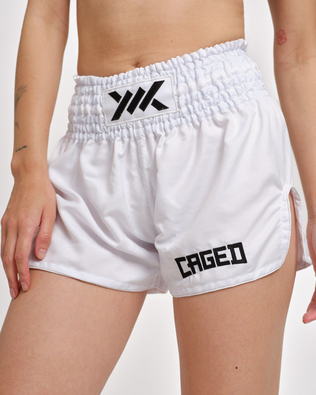 Caged Classic Muay Thai Shorts - White