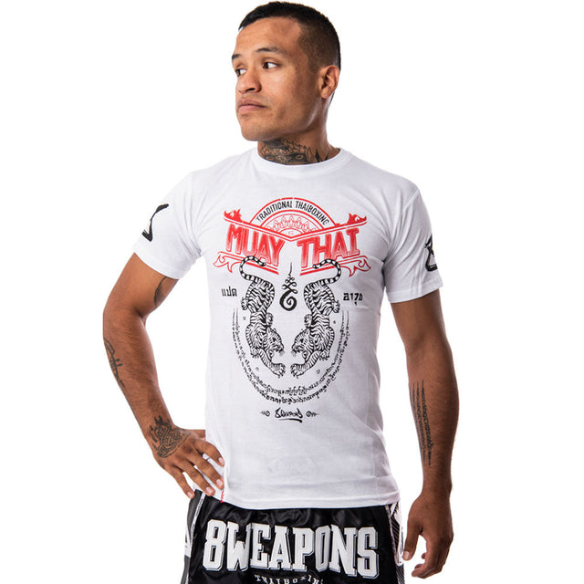 8 WEAPONS T-Shirt Sak Yant Tigers – White