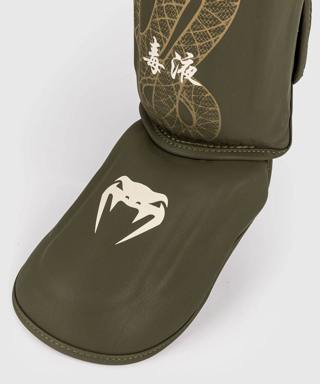 Venum Kickboxing Shin Guards Serpenti - Khaki Green