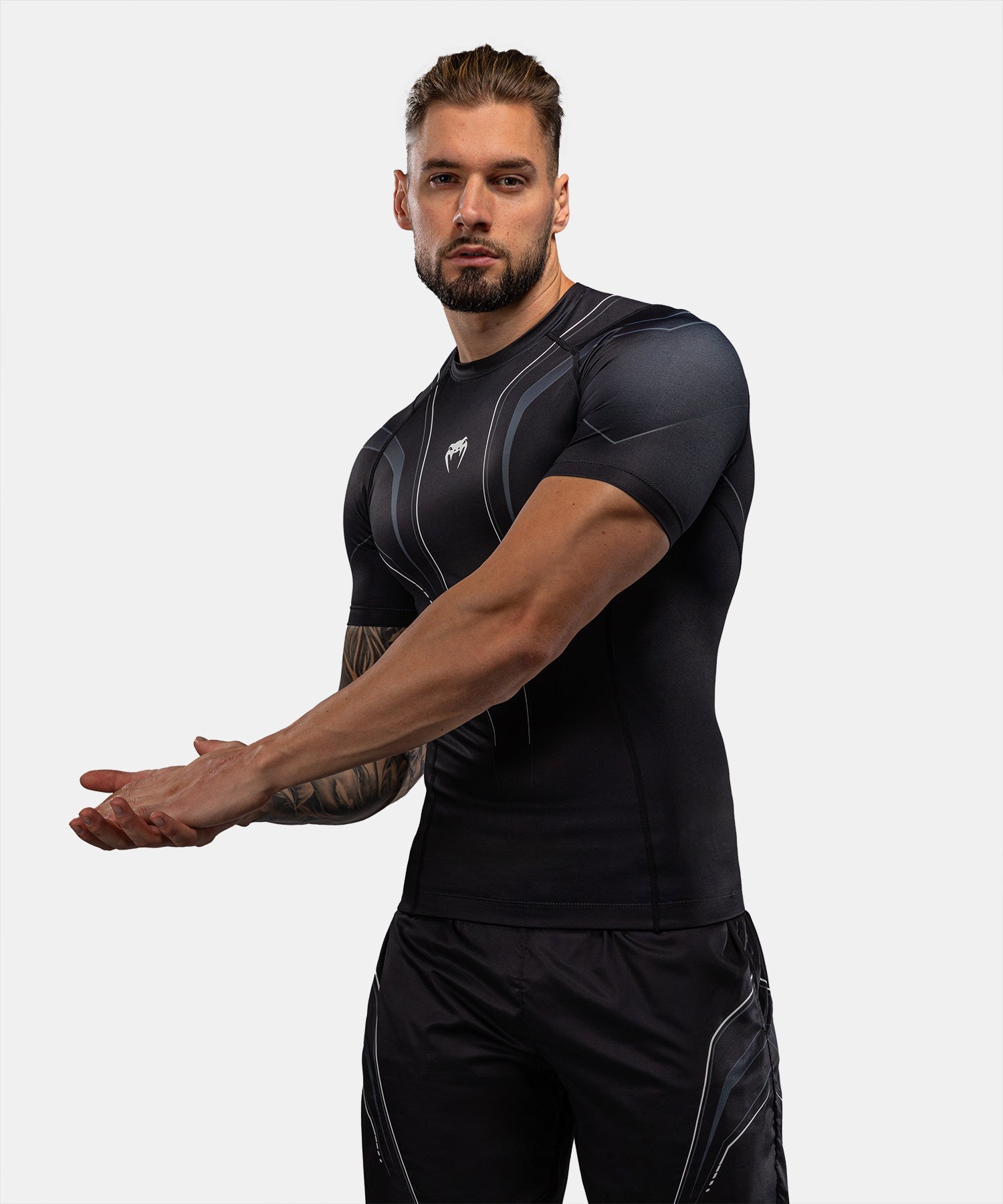 Venum Rashguard Streamline Korte Mouwen - Zwart/Wit