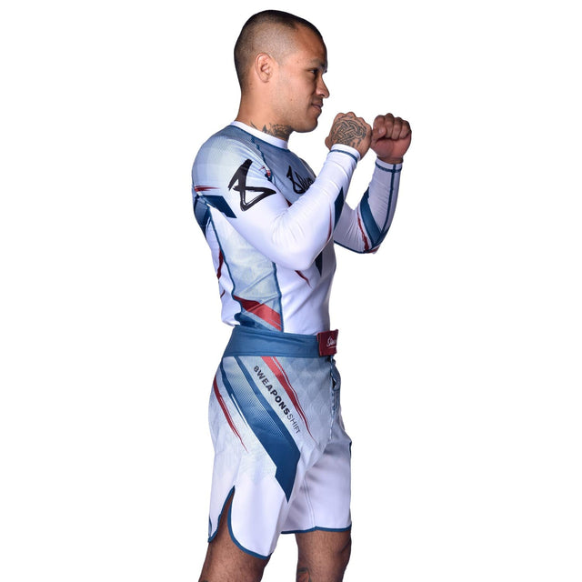 8 WEAPONS MMA Shorts Shift – White/Navy/Red
