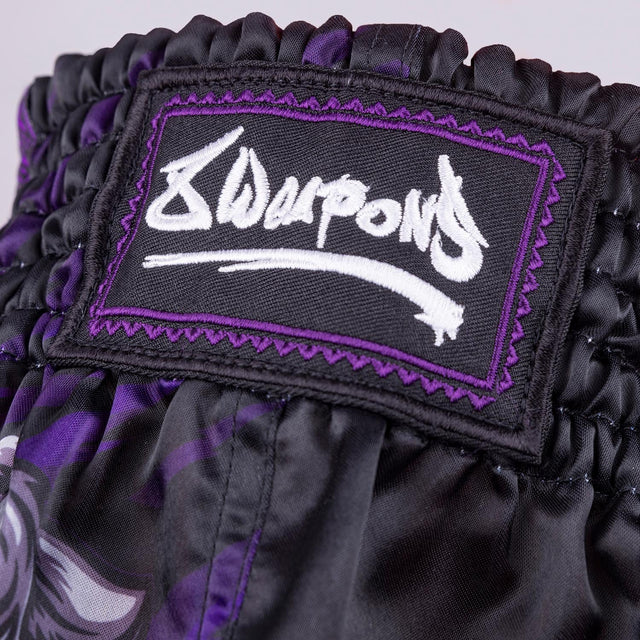 8 WEAPONS Muay Thai Shorts Beastial Panther – Black/Purple