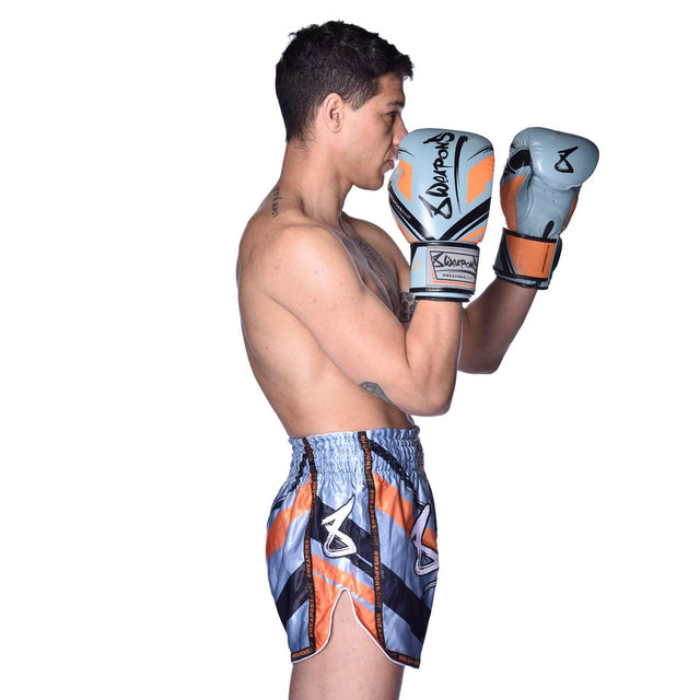 8 WEAPONS Muay Thai Shorts Shift – Ice Grey/Orange