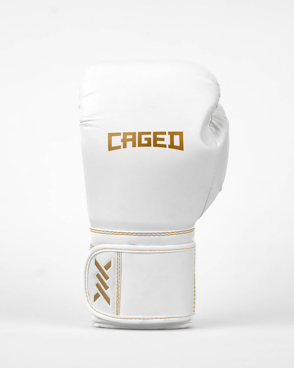 Caged Core Boxing Gloves - White/Gold