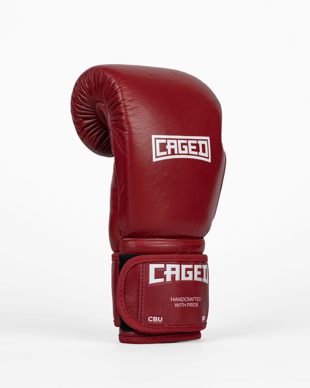 Caged Boxing Gloves 'X' Series - Bordeaux Red/White