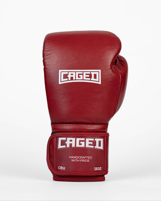 Caged Boxing Gloves 'X' Series - Bordeaux Red/White