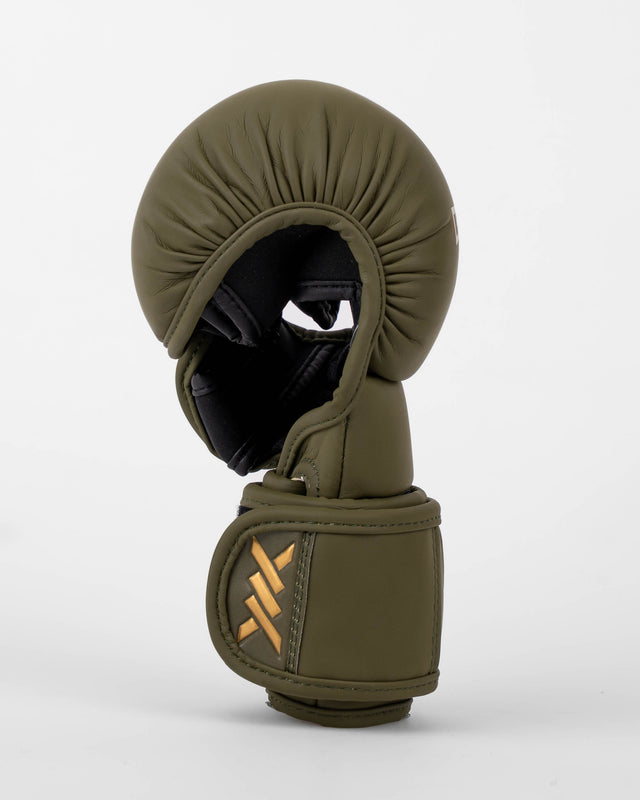 Caged MMA Sparring Shadow Gloves - Khaki Green/Gold