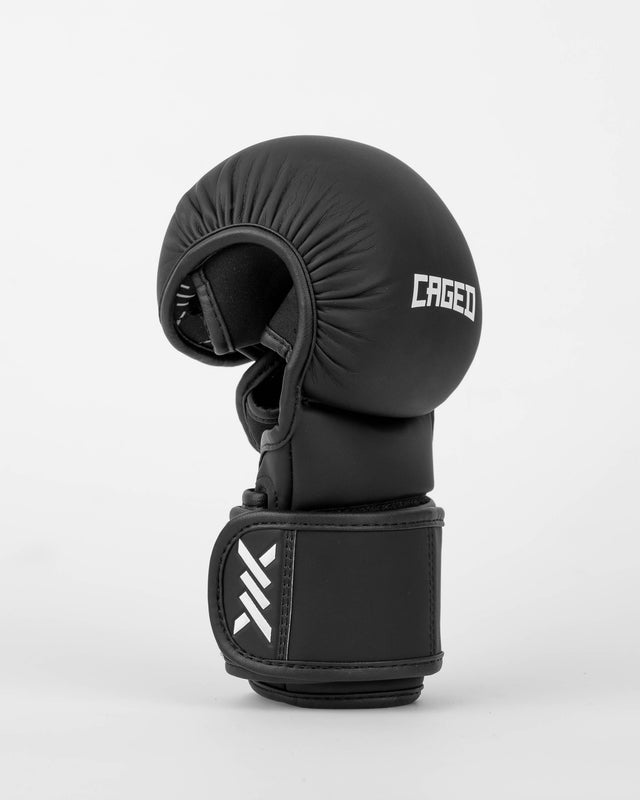 Caged MMA Sparring Shadow Gloves - Matte Black/White