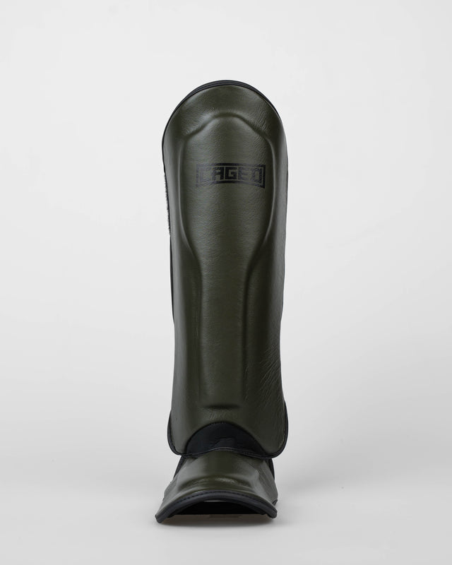 Caged Shin Guards 'X' Series - Khaki Green/Black