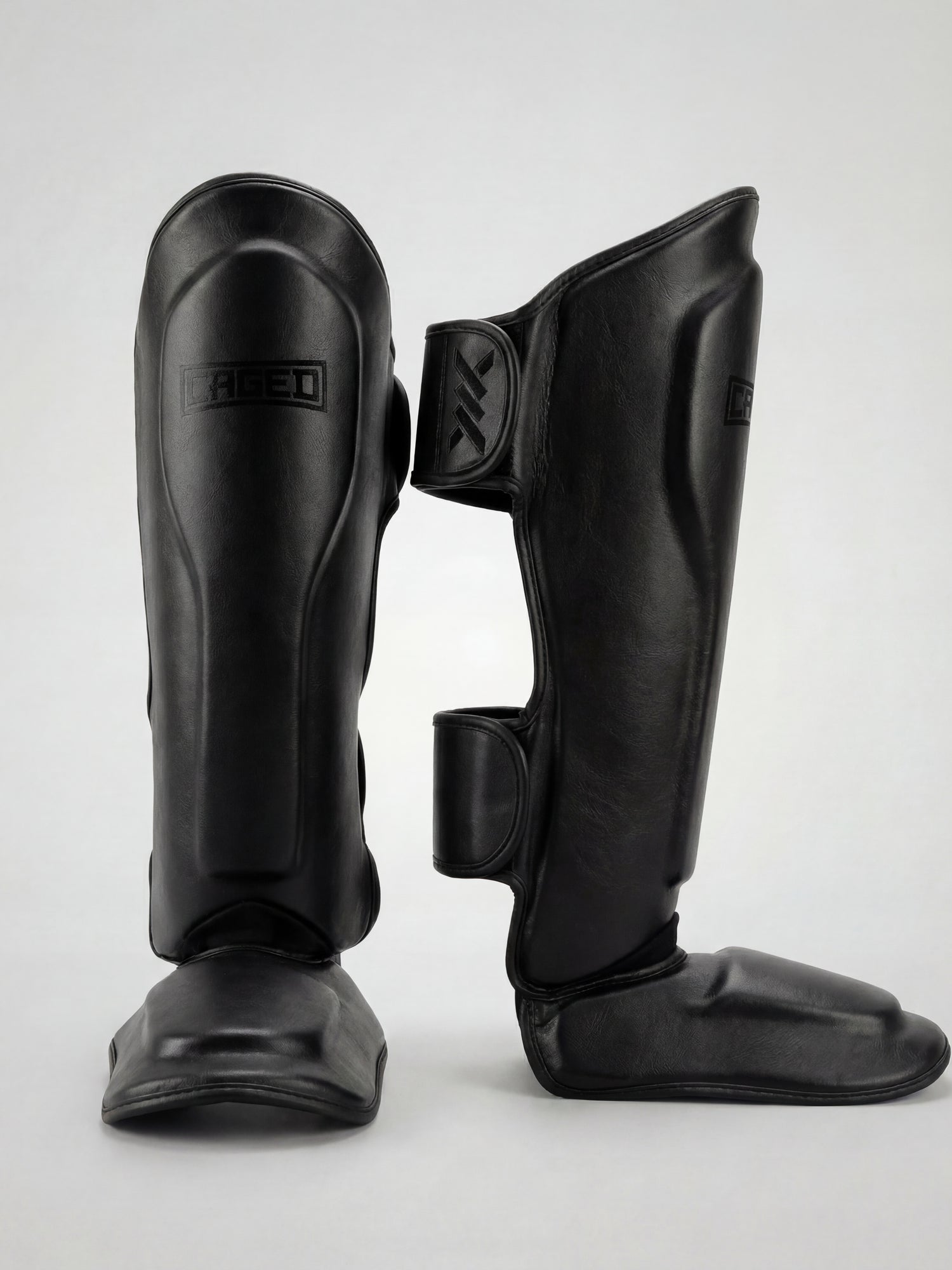 Caged Shin Guards 'X' Series - Black/Black