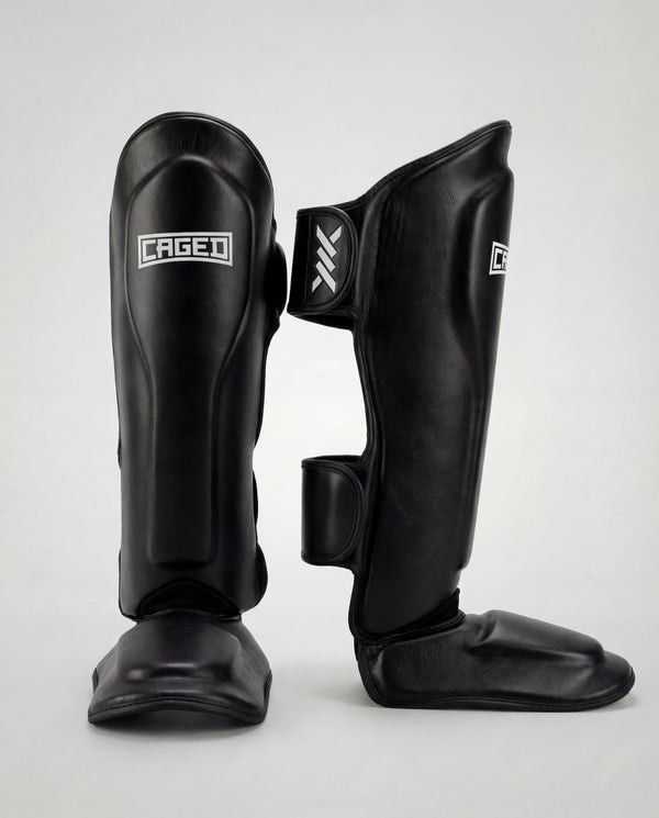 Caged Shin Guards 'X' Series - Black/White