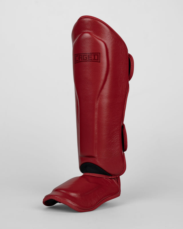 Caged Shin Guards 'X' Series - Bordeaux Red