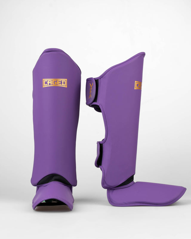 Caged Shadow Shin Guards - Purple/Gold