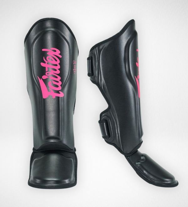 Fairtex Kickboxing Shin Guards FXB - Black/Pink
