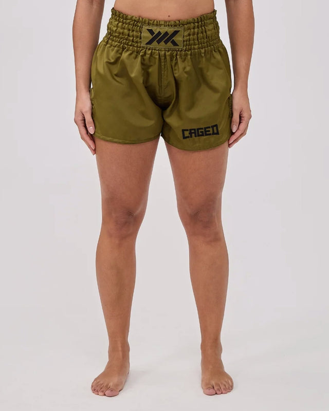 Caged Classic Muay Thai Shorts - Army Green