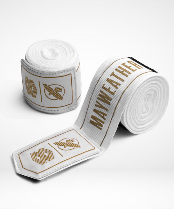 Hayabusa x Mayweather Hand Wraps Stretch – White/Gold