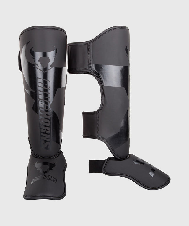 Ringhorns Kickboxing Shin Guards Charger - Black/Black