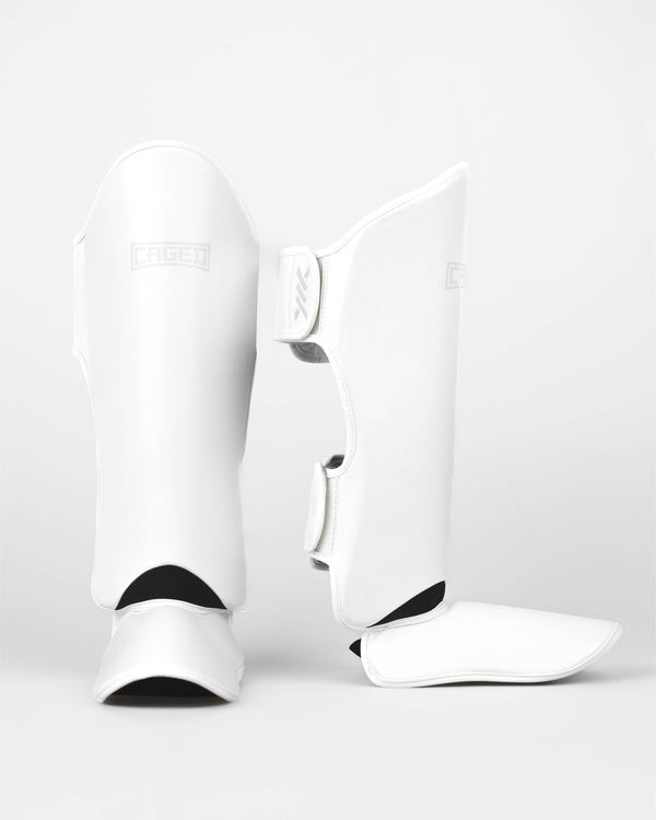 Caged Shadow Shin Guards - White/White