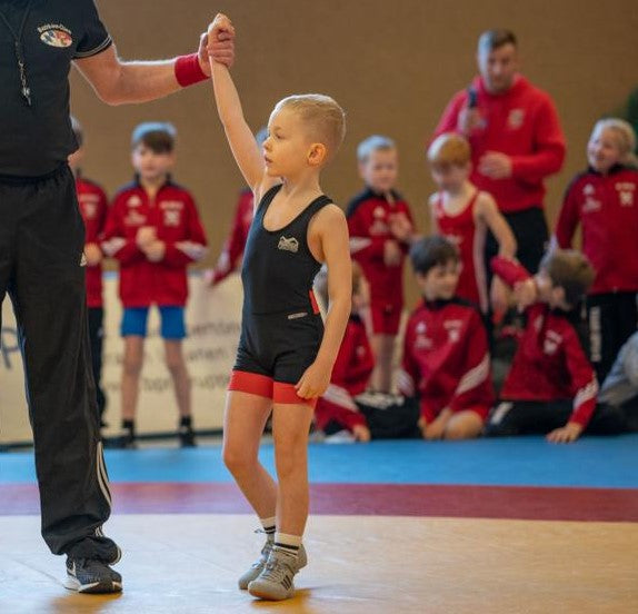 Phantom Athletics Wrestling Singlet Storm Kids – Black/Red/Black/Blue