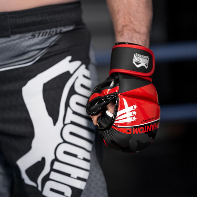 Phantom Athletics MMA Sparring Gloves Raider – Red/Black Camo